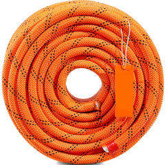 Double Braided Polyester Rope, 12.7 mm x 36.57 m, 48 Strands, 35.58kN Breaking Strength Outdoor Climbing Rope, Arborist Rigging Rope for Rock Hiking Camping Swing Rappelling Rescue, Orange/Black