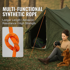 Double Braided Polyester Rope, 12.7 mm x 36.57 m, 48 Strands, 35.58kN Breaking Strength Outdoor Climbing Rope, Arborist Rigging Rope for Rock Hiking Camping Swing Rappelling Rescue, Orange/Black