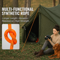 Double Braided Polyester Rope, 19 mm x 67.06 m, 24 Strands, 88.96kN Breaking Strength Outdoor Climbing Rope, Arborist Rigging Rope for Rock Hiking Camping Swing Rappelling Rescue, Orange/Black