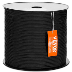 Braided Nylon Rope, 5 mm x 304.8 m, 32 Strands, 3.20kN Breaking Strength Outdoor Climbing Rope, Arborist Tree Climbing Rigging Rope Ideal for Rock Hiking Camping Swing Rappelling Rescue, Black