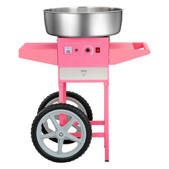 Electric Cotton Candy Machine with Cart, 1000W Commercial Candy Floss Maker with 52cm in Stainless Steel Bowl, Sugar Scoop, and Drawer, Easy to Use, for Home, Kids Birthday, Family Party, Pink
