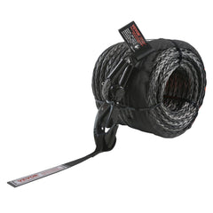 Synthetic Winch Rope, 9.5 mm x 30.5 m, 117.9 kN, Synthetic Winch Line Cable Rope with Protective Sleeve + Forged Winch Hook + Pull Strap, Universal Fit for SUV, Large Off-Road Vehicle, Truck