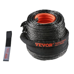 Synthetic Winch Rope, 9.5 mm x 30.5 m, 117.9 kN, Synthetic Winch Line Cable Rope with Protective Sleeve + Forged Winch Hook + Pull Strap, Universal Fit for SUV, Large Off-Road Vehicle, Truck