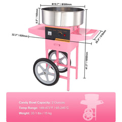 Commercial Cotton Candy Machine with Cart Sugar Floss Maker 1000W Party