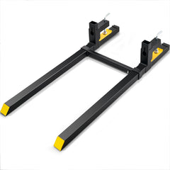 Pallet Forks, 907 kg Tractor Bucket Forks, 1490 mm Total Length Clamp on Pallet Forks with Adjustable Stabilizer bar, Heavy Duty Pallet Forks for Tractor Attachments, Skid Steer, Loader Bucket