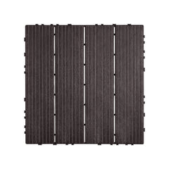Interlocking Deck Tiles, 10 Pack,12"x12" 10 sq. ft Plastic Waterproof Outdoor Flooring All Weather Use, Patio Floor Decking Covering Tiles for Porch Poolside Balcony Backyard, Dark Brown