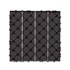 Interlocking Deck Tiles, 36 Pack,11.6"x11.6" 36 sq. ft Plastic Waterproof Outdoor Flooring All Weather Use, Patio Floor Decking Covering Tiles for Porch Poolside Balcony Backyard, Dark Brown