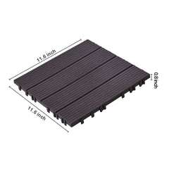 Interlocking Deck Tiles, 36 Pack,11.6"x11.6" 36 sq. ft Plastic Waterproof Outdoor Flooring All Weather Use, Patio Floor Decking Covering Tiles for Porch Poolside Balcony Backyard, Dark Brown