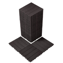 Interlocking Deck Tiles, 36 Pack,11.6"x11.6" 36 sq. ft Plastic Waterproof Outdoor Flooring All Weather Use, Patio Floor Decking Covering Tiles for Porch Poolside Balcony Backyard, Dark Brown