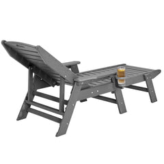 Outdoor Chaise Lounge Chair 6 Positions Reclining Patio Bench Lounger Gray