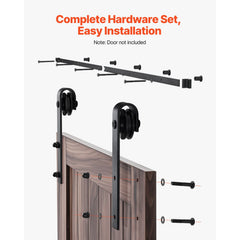 1830 mm Sliding Barn Door Hardware Kit for Single Sliding Barn Door Black