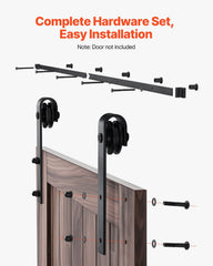 1830 mm Sliding Barn Door Hardware Kit for Single Sliding Barn Door Black
