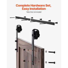 1500 mm Sliding Barn Door Hardware Kit for Single Sliding Barn Door Black