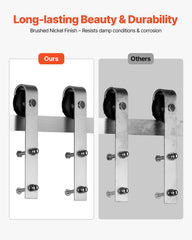 6FT Sliding Barn Door Hardware Kit, 330 LBS Weight Capacity, Compatible with 36 Inches Max Width & 1-3/8 to 1-3/4 Inches Thickness Single Sliding Barn Door, Durable Track & J-shape Roller Silver