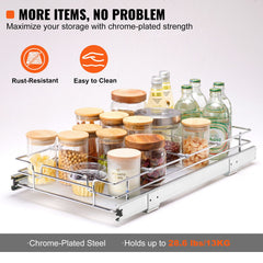 Pull Out Cabinet Under Sink Organizer 11 x 21 Inch Wire Drawer Basket
