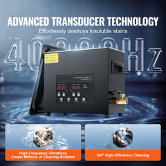 6L Ultra Sonic Cleaner, 180W Digital Ultrasonic Cleaning Machine with Gentle Mode & Upgraded Degassing, 40kHz Industrial Ultrasound Cleaner with Heater & Timer for Retainer, Jewelry, Tools