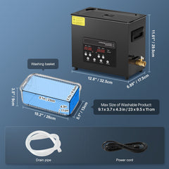 6L Ultra Sonic Cleaner, 180W Digital Ultrasonic Cleaning Machine with Gentle Mode & Upgraded Degassing, 40kHz Industrial Ultrasound Cleaner with Heater & Timer for Retainer, Jewelry, Tools