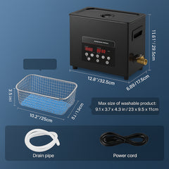6L Ultra Sonic Cleaner, 180W Digital Ultrasonic Cleaning Machine with Gentle Mode & Upgraded Degassing, 40kHz Industrial Ultrasound Cleaner with Heater & Timer for Retainer, Jewelry, Tools