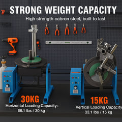 Rotary Welding Positioner 30KG, 0-90° Welding Positioning Turntable Table 1-12RPM 80W, with 12.4 Inch 3-Jaw Lathe Chuck & Welding Torch Stand Holder for Cutting, Grinding, Assembly, Testing