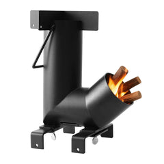 Camping Rocket Stove, Wood Burning Portable Rocket Stove with Carrying Bag for Backpacking, Carbon Steel, Burn Wood, Twigs or Sticks for Outdoor Cooking, Backyard, Camp Cooking, Heating, Black