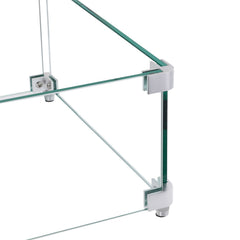Gas Fire Pit Wind Guard for Square Fire Table, 380 x 380 x 180 mm Clear Tempered Wind Guard for Firepits, 8mm Thick Square Glass Shield, Glass Panel with Hard Corner Bracket & Feet