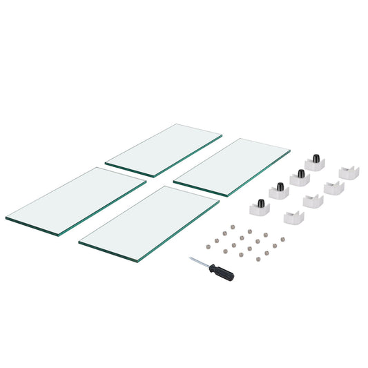 Gas Fire Pit Wind Guard for Square Fire Table, 543 x 543 x 191 mm Clear Tempered Wind Guard for Firepits, 8mm Thick Square Glass Shield, Glass Panel with Hard Corner Bracket & Feet