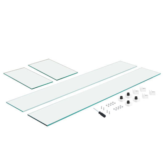 Glass Wind Guard for Rectangular Fire Pit Table 798 x 317 x 165 mm, 8mm Thick and Sturdy Tempered Glass Panel with Hard Aluminum Corner Bracket & Rubber Feet, Easy to Assemble