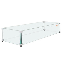 Glass Wind Guard for Rectangular Fire Pit Table 798 x 317 x 165 mm, 8mm Thick and Sturdy Tempered Glass Panel with Hard Aluminum Corner Bracket & Rubber Feet, Easy to Assemble