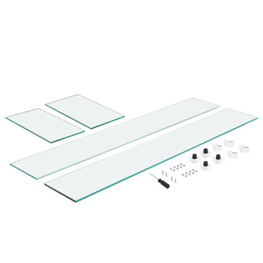 Glass Wind Guard for Rectangular Fire Pit Table 748 x 340 x 165 mm, 8mm Thick and Sturdy Tempered Glass Panel with Hard Aluminum Corner Bracket & Rubber Feet, Easy to Assemble