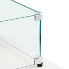 Glass Wind Guard for Rectangular Fire Pit Table 748 x 340 x 165 mm, 8mm Thick and Sturdy Tempered Glass Panel with Hard Aluminum Corner Bracket & Rubber Feet, Easy to Assemble