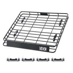 Roof Rack Cargo Carrier, 1095 x 1270 x 105 mm, Universal Rooftop Cargo Basket, Car Top Luggage Holder with 68 kg Max Load Capacity, 4.1 in Fence, Anti-Rust Alloy Steel, Wind Fairing, for SUV Car