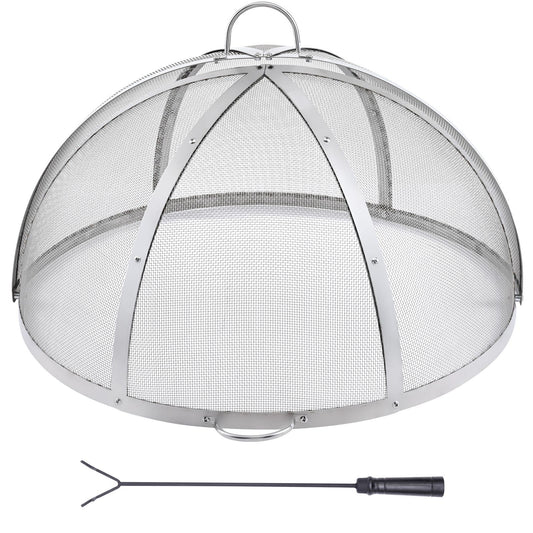 Firepit Spark Screen Lid, 30" Diameter, Outdoor Firepit Ring Cover Round Accessories, Fire Pit Metal Cover, Easy-Opening Stainless Steel Fire Ring Covers for Outdoor Patio Fire Pits Backyard