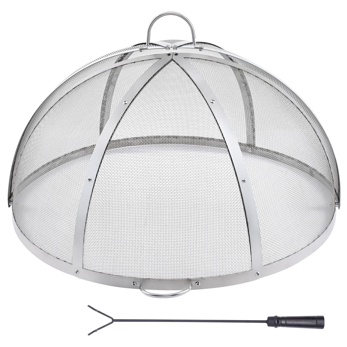 Fire Pit Spark Screen Round 36", Reinforced Heavy Duty Steel Metal Cover, Outdoor Firepit Lid, Easy-Opening Top Screen Covers Round with Ring Handle for Outdoor Patio Fire Pits Backyard