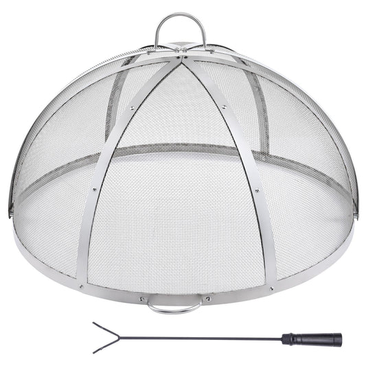 Fire Pit Spark Screen Round 36", Reinforced Heavy Duty Steel Metal Cover, Outdoor Firepit Lid, Easy-Opening Top Screen Covers Round with Ring Handle for Outdoor Patio Fire Pits Backyard