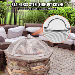 Fire Pit Spark Screen Round 20", Reinforced Heavy Duty Steel Metal Cover, Outdoor Firepit Lid, Easy-Opening Top Screen Covers Round with Ring Handle for Outdoor Patio Fire Pits Backyard