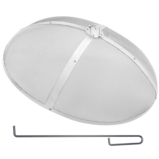 Fire Pit Spark Screen Round 30", Reinforced Heavy Duty Steel Metal Cover, Outdoor Firepit Lid, Easy-Opening Top Screen Covers Round with Ring Handle for Outdoor Patio Fire Pits Backyard