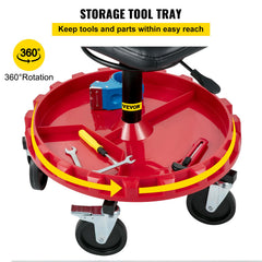 Rolling Garage Stool 300LBS Adjustable Mechanic Work Shop Seat w/Casters