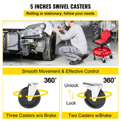 Rolling Garage Stool 300LBS Adjustable Mechanic Work Shop Seat w/Casters