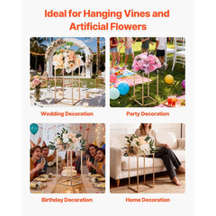 Wedding Flower Stand, 10PCS 40cm Column Flower Stand, Floral Stands with Acrylic Laminate, Gold Rectangular Floral Display Rack for Wedding, Party, Birthday, Home, Gold Centerpiece Stands