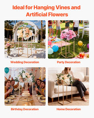 Wedding Flower Stand, 10PCS 40cm Column Flower Stand, Floral Stands with Acrylic Laminate, Gold Rectangular Floral Display Rack for Wedding, Party, Birthday, Home, Gold Centerpiece Stands