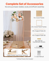 Wedding Flower Stand, 10PCS 80cm Column Flower Stand, Floral Stands with Metal Laminate, Gold Rectangular Floral Display Rack for Wedding, Party, Birthday, Home,  Gold Centerpiece Stands