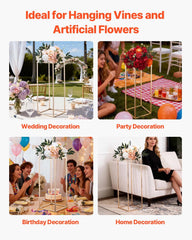 Wedding Flower Stand, 10PCS 80cm Column Flower Stand, Floral Stands with Metal Laminate, Gold Rectangular Floral Display Rack for Wedding, Party, Birthday, Home,  Gold Centerpiece Stands