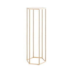 Wedding Flower Stand, 10PCS 80cm Column Flower Stand, Floral Stands with Acrylic Laminate, Hexagonal Cubic Floral Display Rack for Wedding, Party, Birthday, Home, Gold Centerpiece Stands