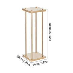 4PCS Gold Metal Column Wedding Flower Stand, 23.6inch /60cm High With Metal Laminate, Vase Geometric Centerpiece Stands, Cylindrical Floral Display Rack for Events Reception, Party Road Leads