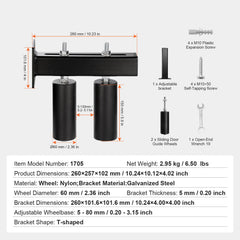 Sliding Gate Kit 6” Rolling Hardware with T-Bracket Adjustable for Door