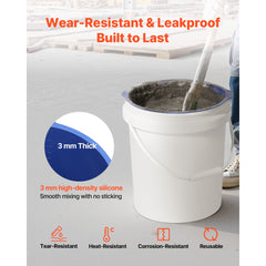 18.9L Bucket Liner for Concrete Mix, Reusable Silicone Mortar Bucket Liner for Thinset Paint Concrete Epoxy Mixing, Heavy-duty Grout Mixer Insert Tool with Graduated Measurements, Blue