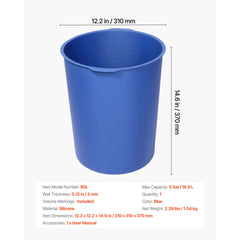 18.9L Bucket Liner for Concrete Mix, Reusable Silicone Mortar Bucket Liner for Thinset Paint Concrete Epoxy Mixing, Heavy-duty Grout Mixer Insert Tool with Graduated Measurements, Blue
