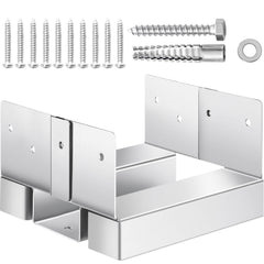6x6 Post Base 10 Pcs, Inner Size 5.49x5.57inch/139.5x141.5mm Concrete Post Anchor, Heavy-Duty Zinc-Plated Carbon Steel Posts Brackets with 1 Inch Standoff Elevation, for Concrete Pergolas Patio