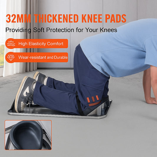 Concrete Knee Boards Stainless Steel, 30'' x 8'' Concrete Sliders, Knee Boards For Concrete, Concrete Knee Pads Moving Sliders, with Knee Pads & Board Straps for Cement and Concrete Finishing