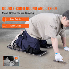 Concrete Knee Boards Stainless Steel, 28'' x 8'' Concrete Sliders, Knee Boards For Concrete, Concrete Knee Pads Pair Moving Sliders, with Board Straps for Cement and Concrete Finishing